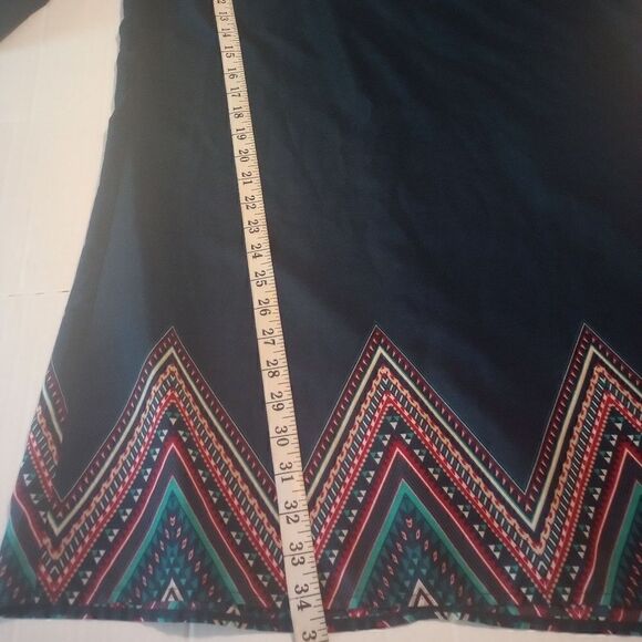 - BeBop navy blue tunic dress with puffy 3/4 sleeve boho print & back zipp… - Picture 5 of 8